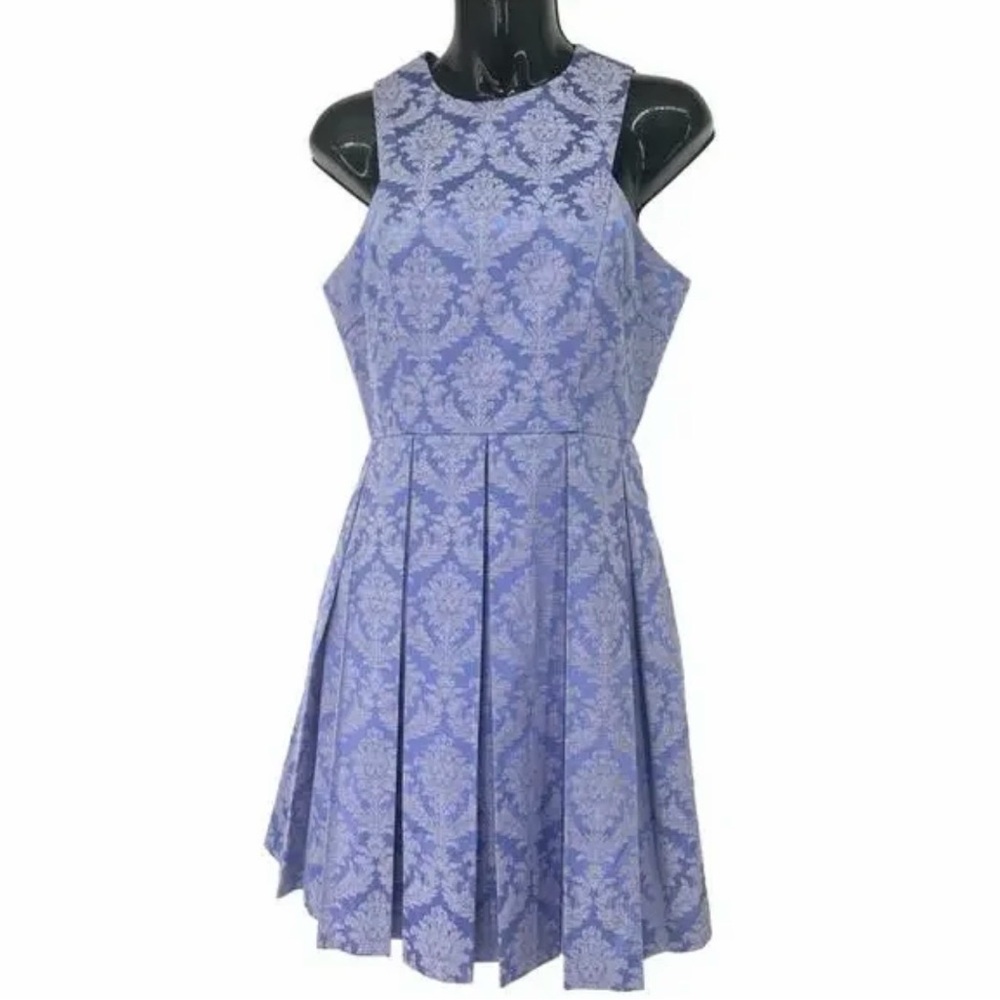 Gianna Bini Maddox Pleated Iridescent Lavendar A Line Formal Dress L
